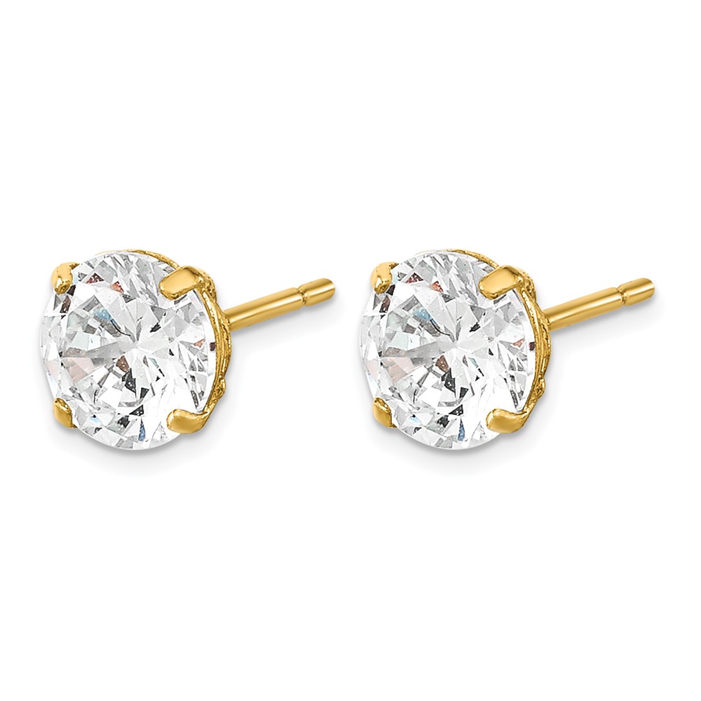 14k Madi K 5mm Round CZ Basket Set Stud Earrings (GK663)