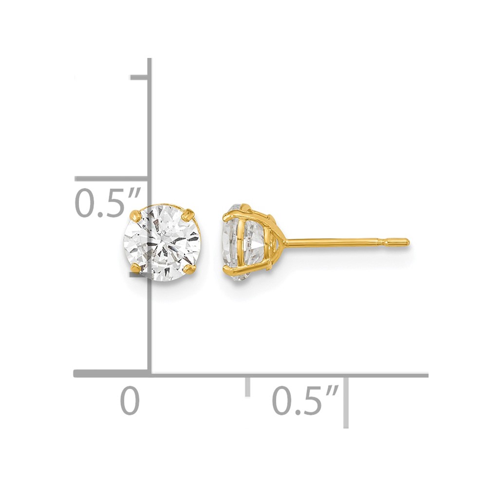14k Madi K 5mm Round CZ Basket Set Stud Earrings (GK663)