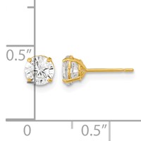 14K Yellow Gold Madi K 5mm Round CZ Basket-Set Stud Earrings view 3