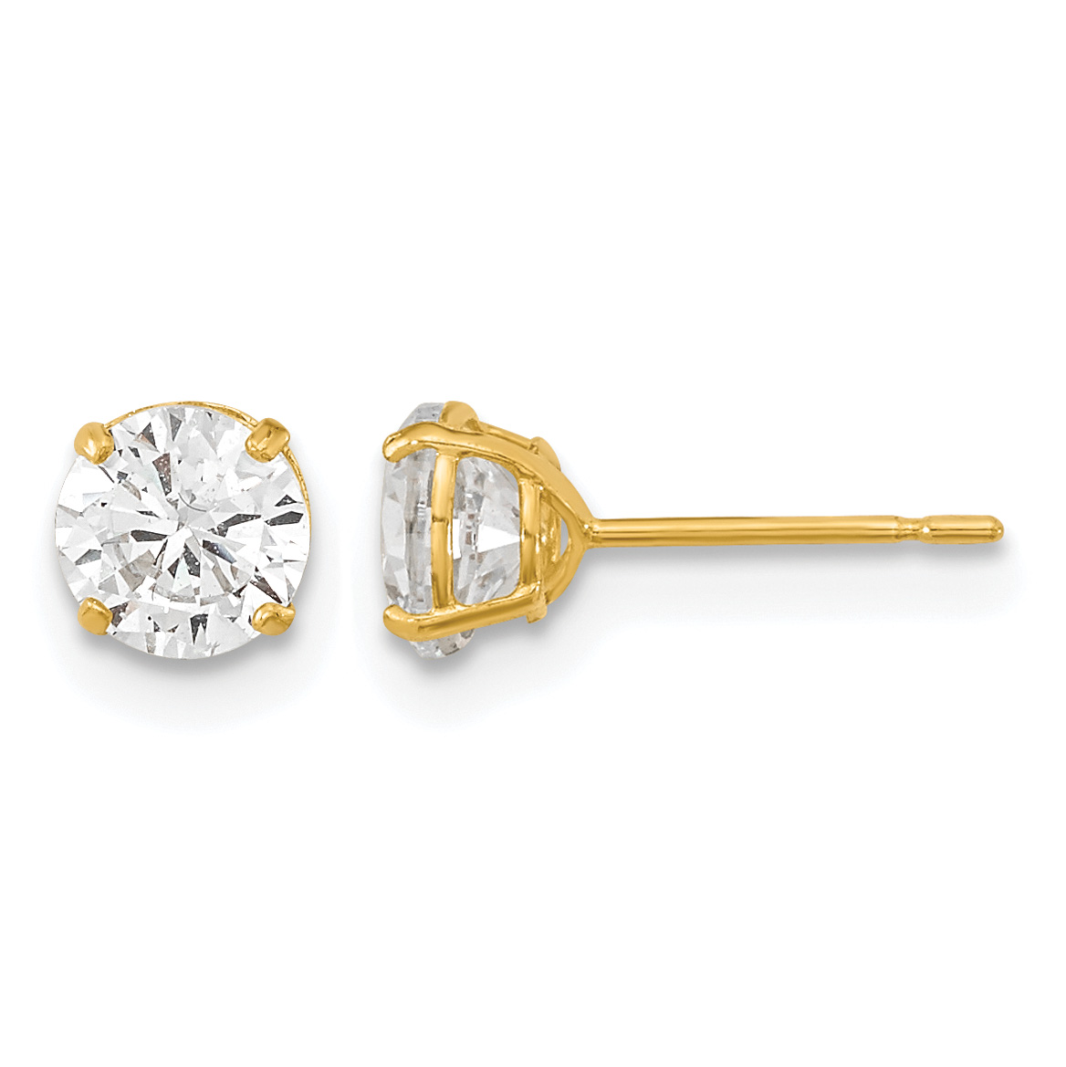 14k Madi K 5mm Round CZ Basket Set Stud Earrings (GK663)
