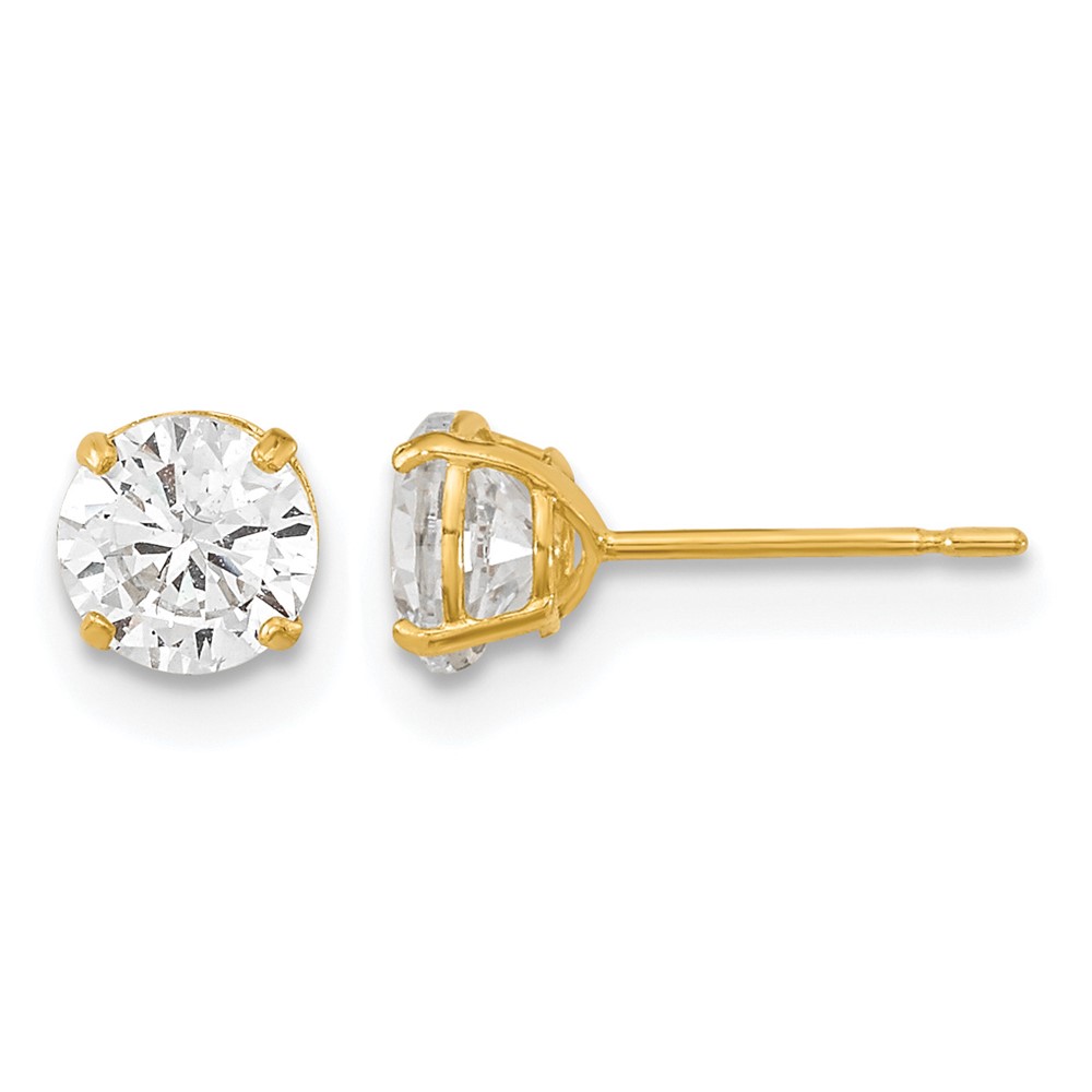 14k Madi K 5mm Round CZ Basket Set Stud Earrings (GK663)