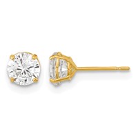 14K Yellow Gold Madi K 5mm Round CZ Basket-Set Stud Earrings view 1