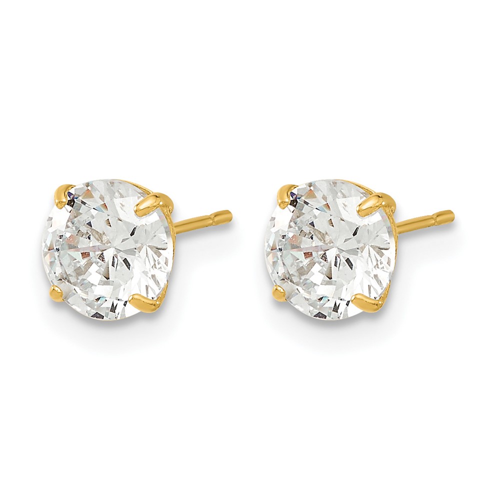 14k Madi K 6mm Round CZ Basket Set Stud Earrings (GK664)