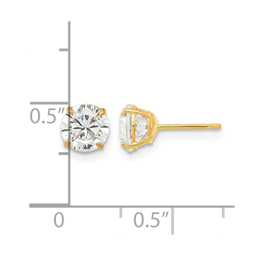 14k Madi K 6mm Round CZ Basket Set Stud Earrings (GK664)