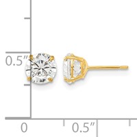 14K Madi K 6mm Round CZ Basket-Set Stud Earrings view 4
