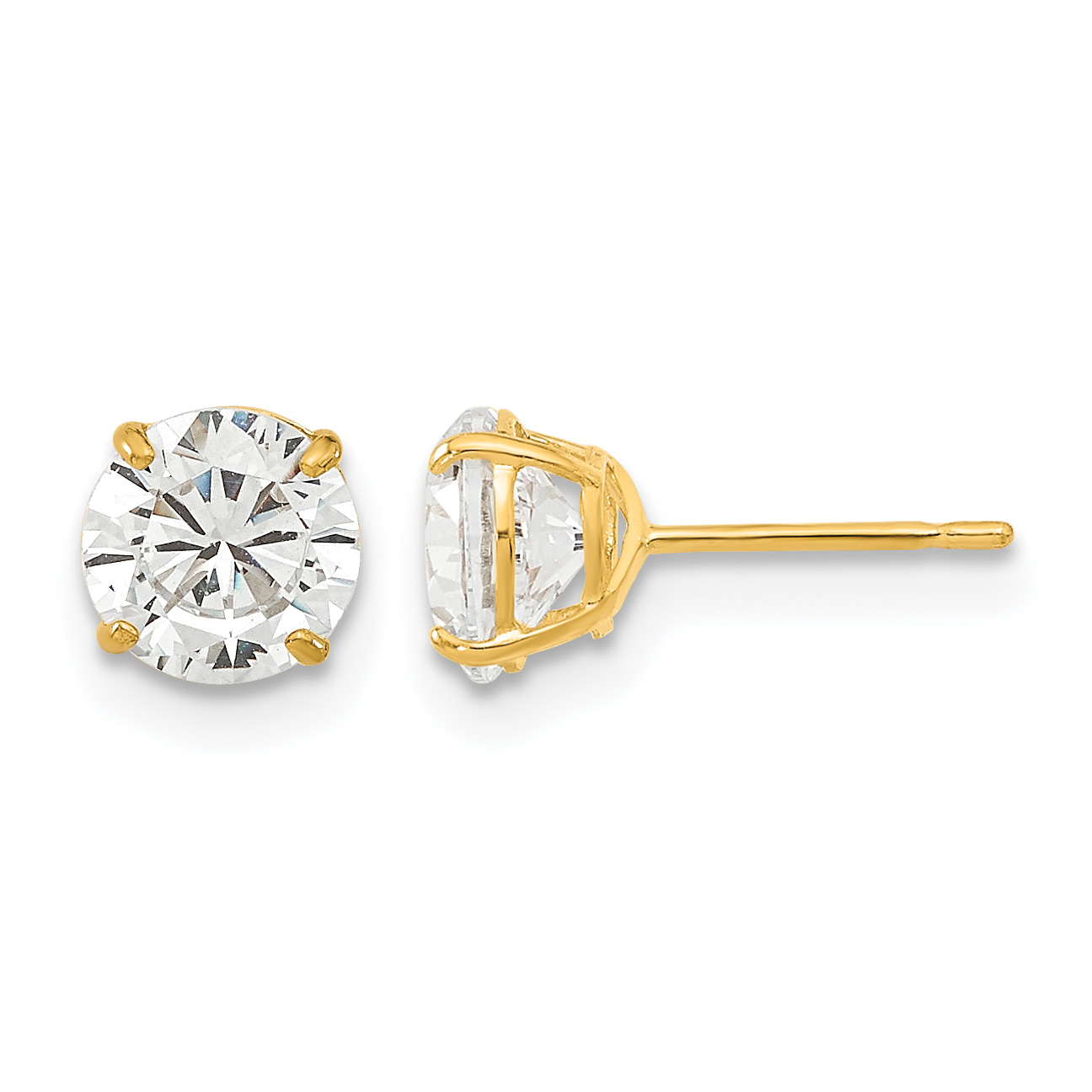 14k Madi K 6mm Round CZ Basket Set Stud Earrings (GK664)