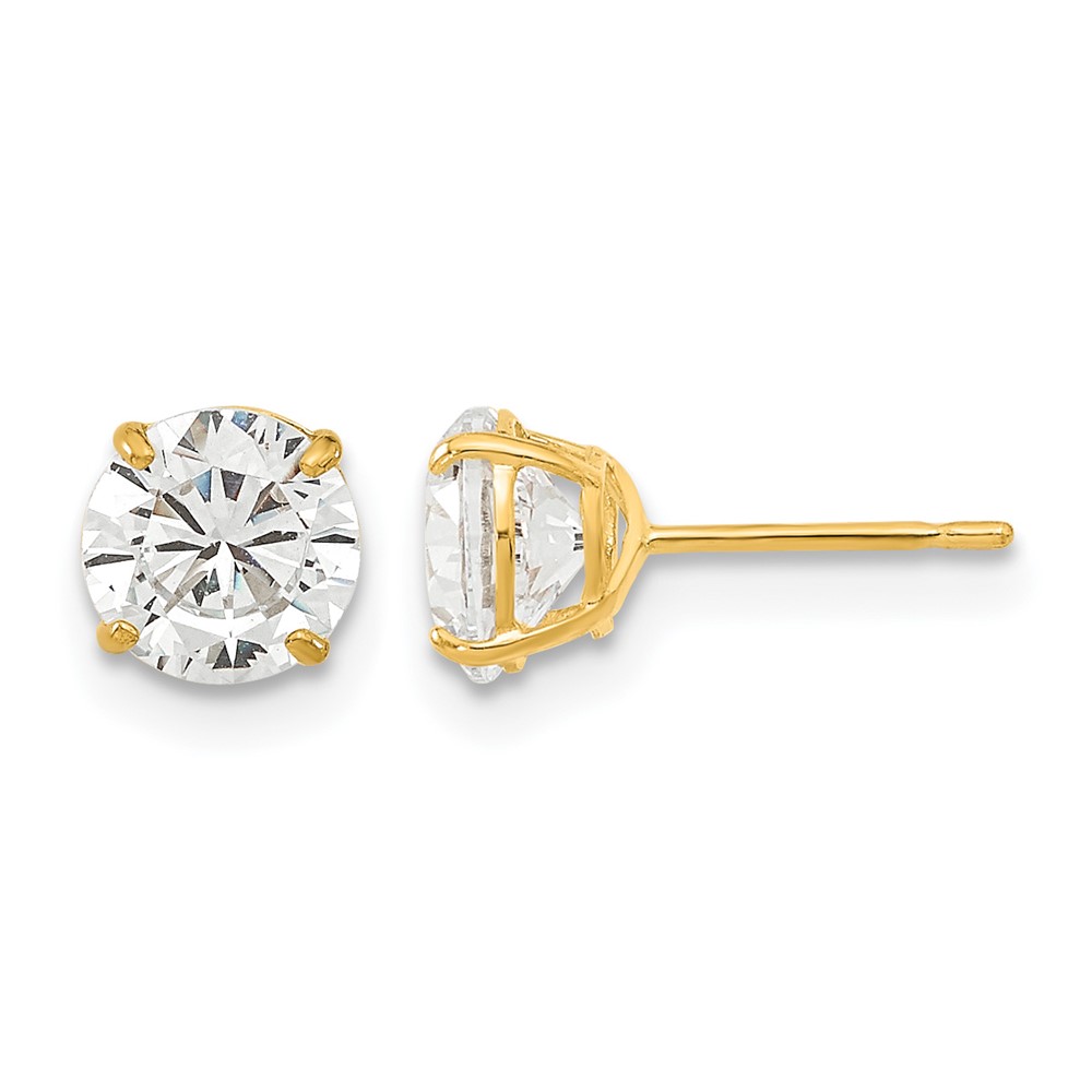 14k Madi K 6mm Round CZ Basket Set Stud Earrings (GK664)
