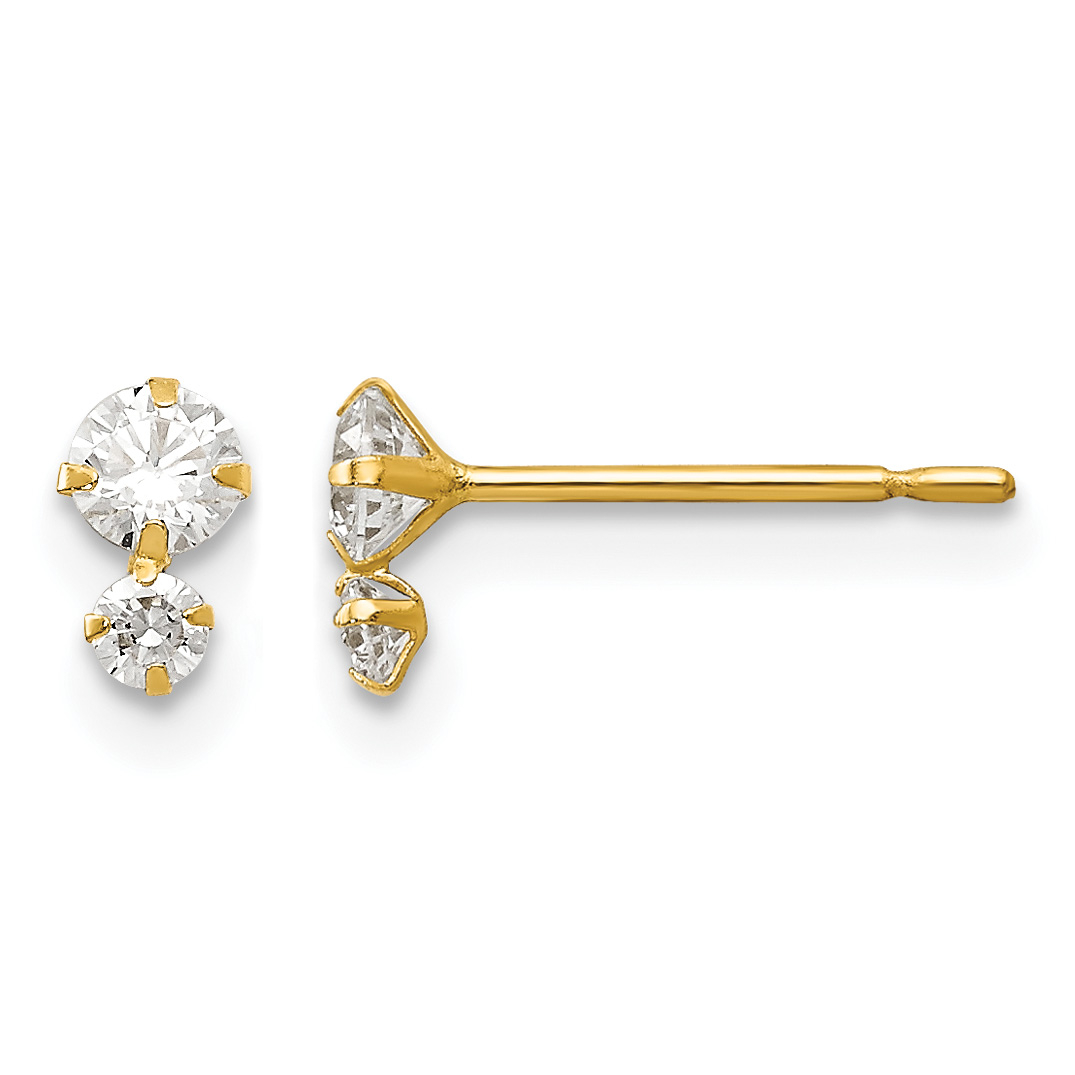 14k Madi K CZ Children's Post Earrings (GK669)