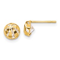 14K Yellow Gold Madi K CZ D C Children's Half Round Ball Post Earrings view 1