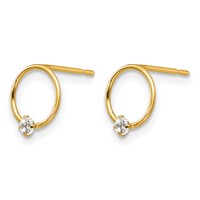 14K Yellow Gold Madi K CZ Circle Post Earrings view 2