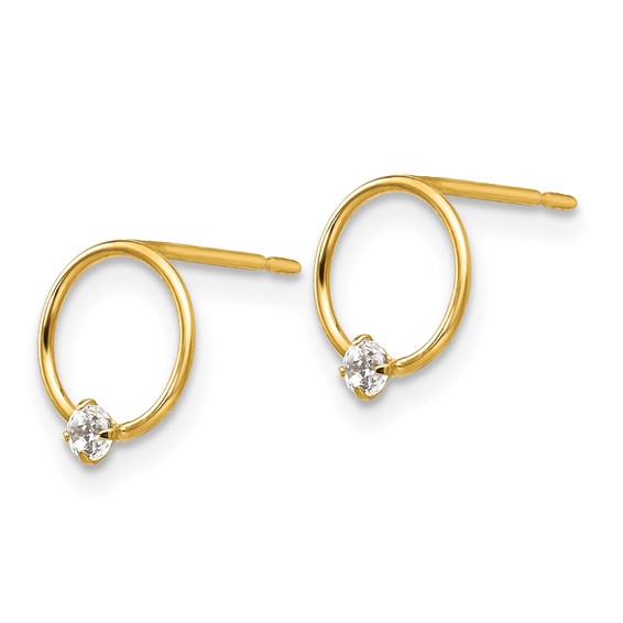 14k Madi K CZ Circle Childrens Post Earrings