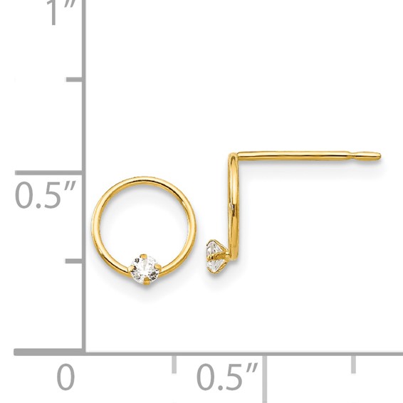 14k Madi K CZ Circle Childrens Post Earrings