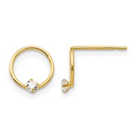 14K Yellow Gold Madi K CZ Circle Post Earrings view 1