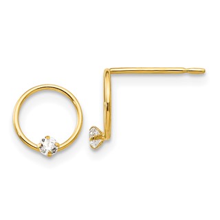 14k Madi K CZ Circle Childrens Post Earrings