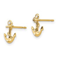 14K Yellow Gold Madi K CZ Anchor Post Earrings view 2