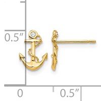 14K Yellow Gold Madi K CZ Anchor Post Earrings view 4