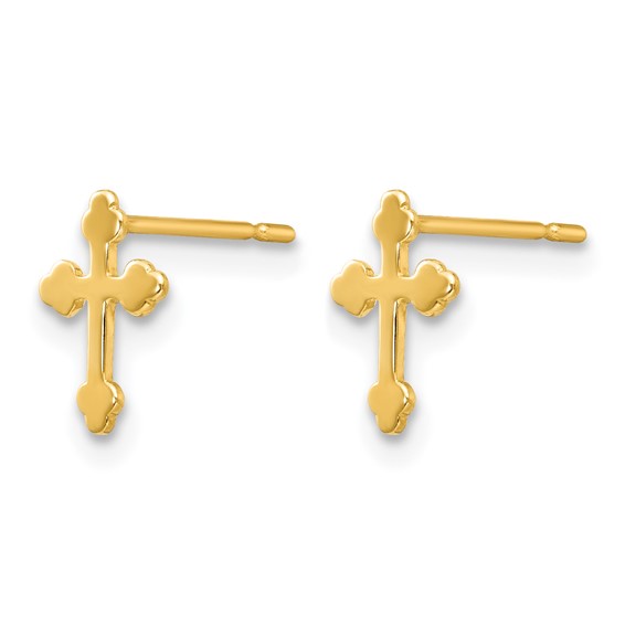 14k Madi K Cross Childrens Post Earrings