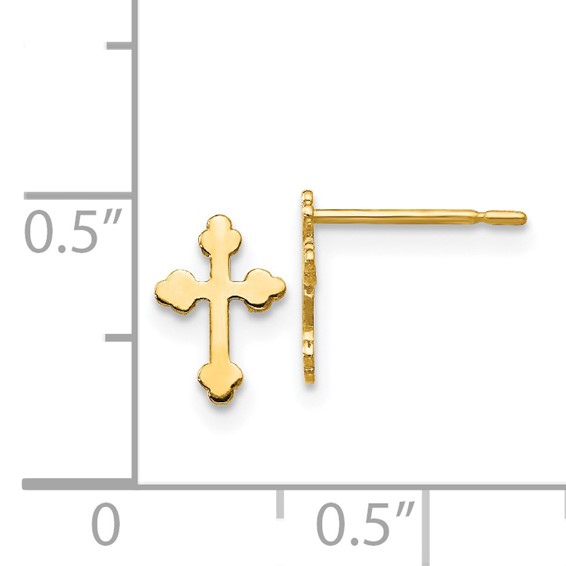 14k Madi K Cross Childrens Post Earrings