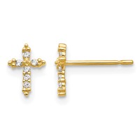 14K Madi K CZ Cross Post Earrings view 1