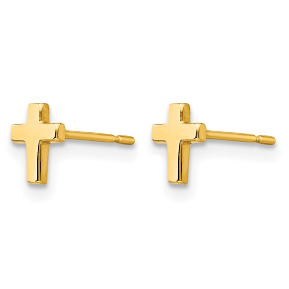 Gold Childrens Cross Post Earrings