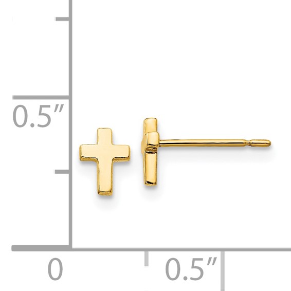Gold Childrens Cross Post Earrings