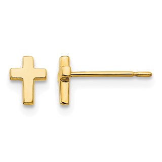 Gold Childrens Cross Post Earrings