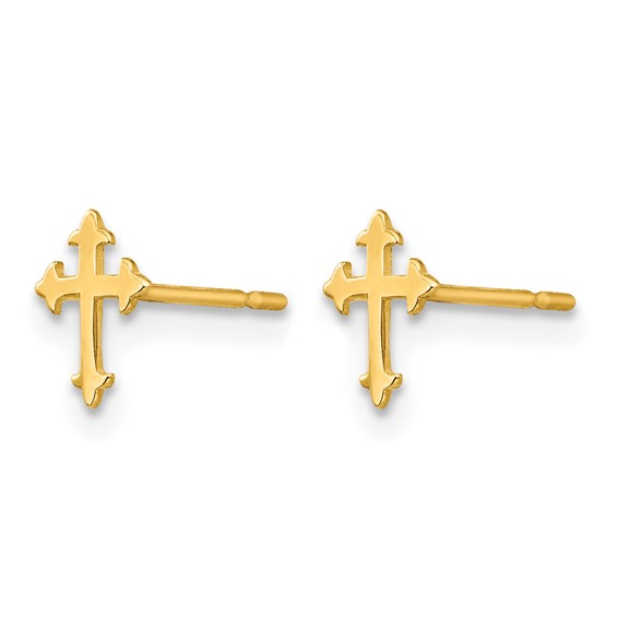 14k Madi K Cross Childrens Post Earrings