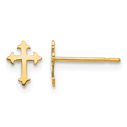 14K Yellow Gold Madi K Cross Post Earrings