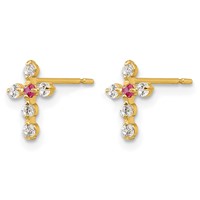 14K Yellow Gold Madi K CZ Cross Post Earrings view 2