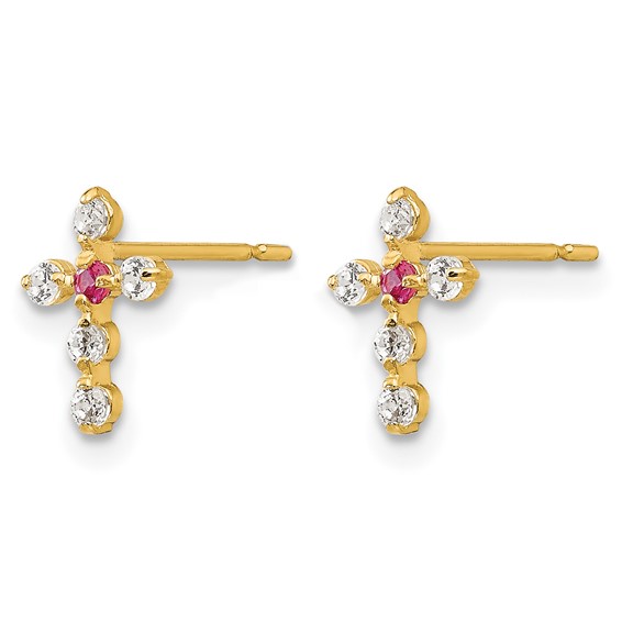 14k Madi K CZ Cross Childrens Post Earrings