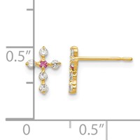 14K Yellow Gold Madi K CZ Cross Post Earrings view 4