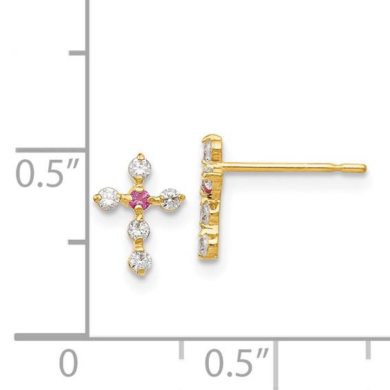 14k Madi K CZ Cross Childrens Post Earrings