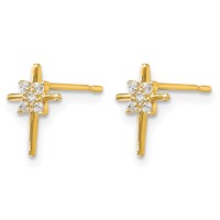 14K Yellow Gold Madi K CZ Cross Post Earrings view 2