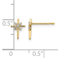 14K Yellow Gold Madi K CZ Cross Post Earrings view 4