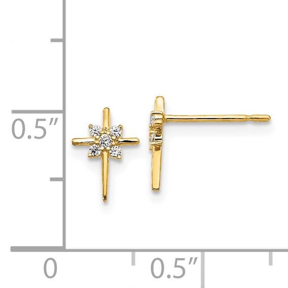 14k Madi K CZ Cross Childrens Post Earrings