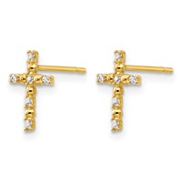 14K Yellow Gold Madi K CZ Cross Post Earrings view 2