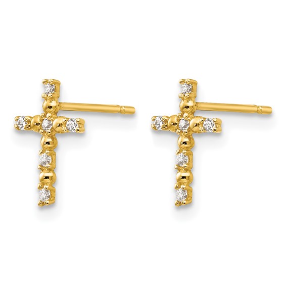 14k Madi K CZ Cross Childrens Post Earrings