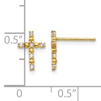 14K Yellow Gold Madi K CZ Cross Post Earrings view 4
