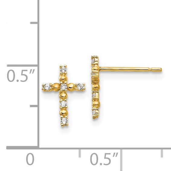 14k Madi K CZ Cross Childrens Post Earrings