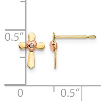 14K Yellow and Rose Gold Madi K Heart Cross Post Earrings view 4
