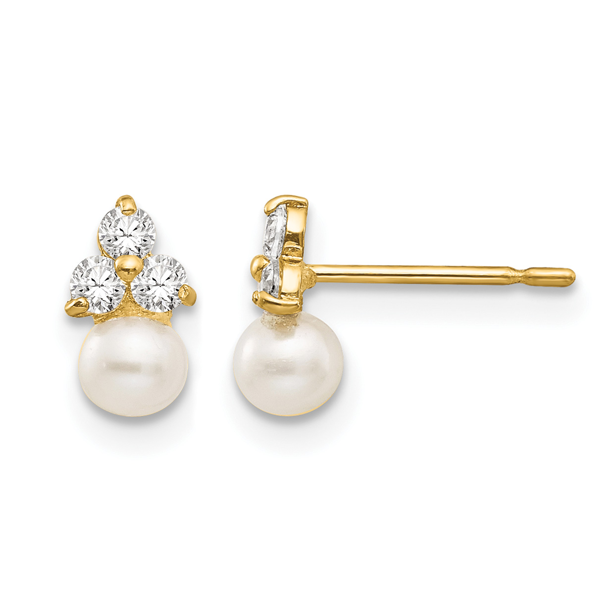 14k Madi K CZ and FW Cultured Pearl Post Earrings (GK700)