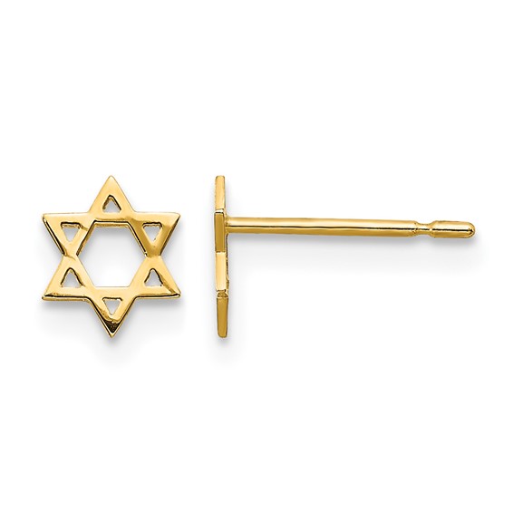 14k Madi K Star of David Childrens Post Earrings
