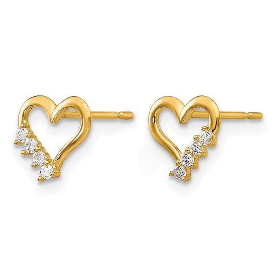 14k Madi K CZ Heart Childrens Post Earrings