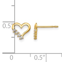 14K Yellow Gold Madi K CZ Heart Post Earrings view 4