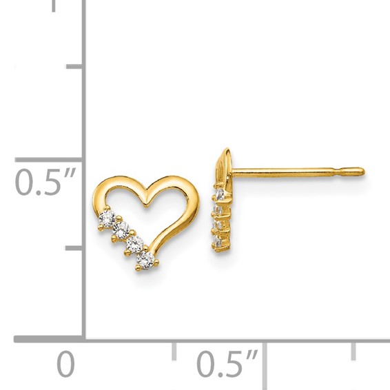 14k Madi K CZ Heart Childrens Post Earrings