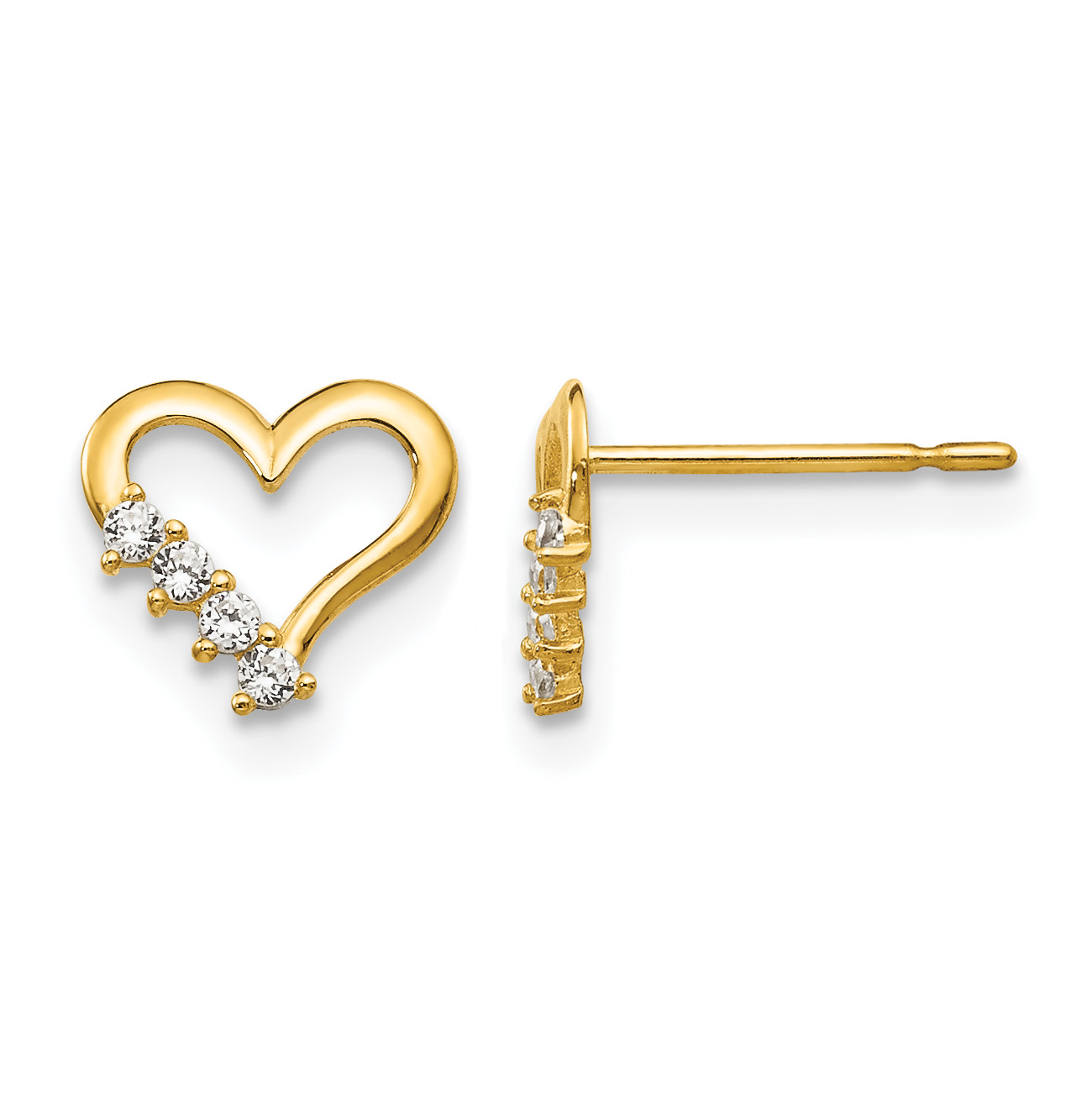 14k Madi K CZ Children's Heart Post Earrings (GK706)