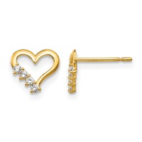 14K Yellow Gold Madi K CZ Heart Post Earrings view 1