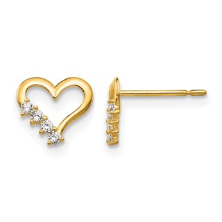 14k Madi K CZ Heart Childrens Post Earrings
