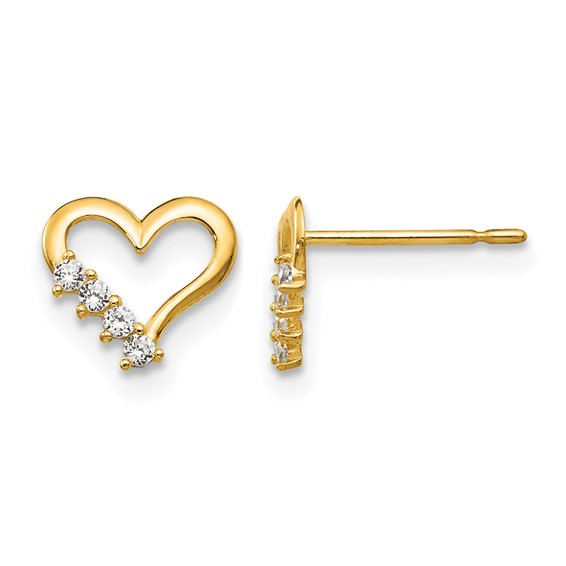 14k Madi K CZ Heart Childrens Post Earrings