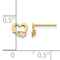 14K Yellow and Rose Gold Madi K CZ Heart Post Earrings view 4